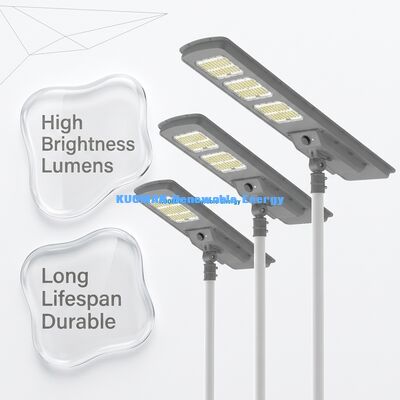 چراغ خیابان خورشیدی همه در یک با کنترل هوشمند باتری LiFePO4 و بهره وری 220 lm / W