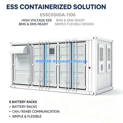 500kW 1.106MWh IP54 سیستم ذخیره سازی انرژی ظرفی