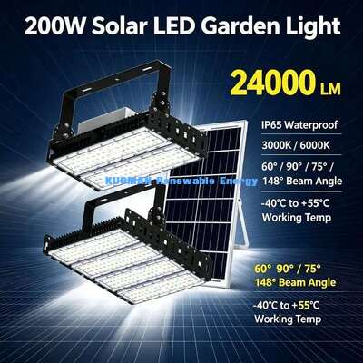 60°/90° Adjustable Beam 200W Solar LED Flood Light IP65 Outdoor Garden Stadium Project Light