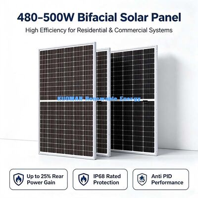 محدوده وسیع دما 490W ماژول خورشیدی دو طرفه، محدوده کاری 40°C ~ + 85°C
