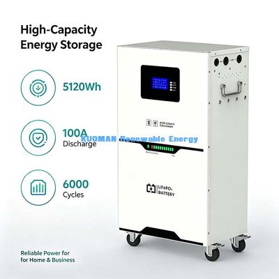 باتری ذخیره انرژی موبایل 5.12 کیلووات ساعت LiFePO4، نمایشگر LCD، حفاظت BMS
