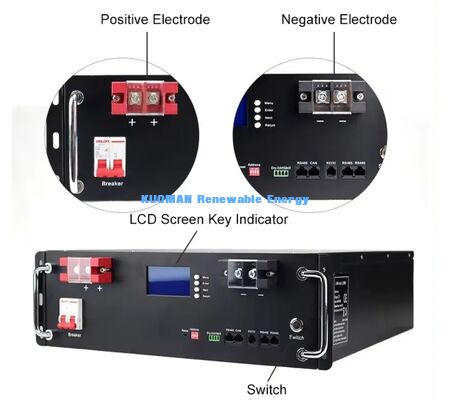 ماژول باتری رک لیتیوم آهن فسفات KM 48 ولت 100 آمپر ساعت با چرخه عمیق 8000 بار
