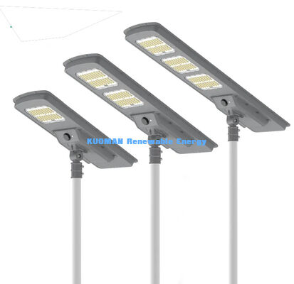 چراغ خیابان خورشیدی همه در یک با کنترل هوشمند باتری LiFePO4 و بهره وری 220 lm / W