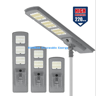تمام در یک چراغ خورشیدی LED 220lm / W IP65 ضد آب با 2-3 روز بارانی پشتیبان برای روشنایی جاده و باغ
