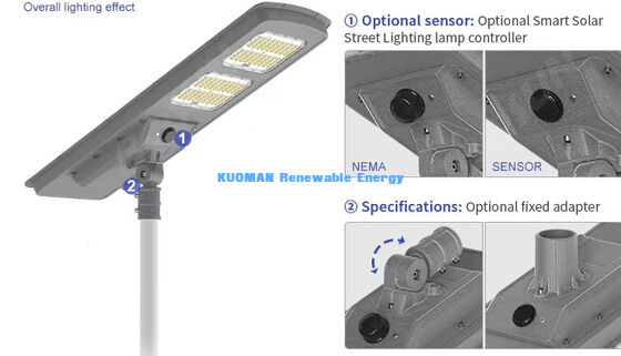تمام در یک چراغ خورشیدی LED 220lm / W IP65 ضد آب با 2-3 روز بارانی پشتیبان برای روشنایی جاده و باغ
