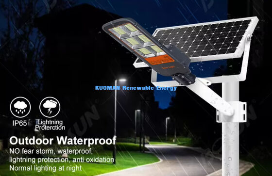 دو بازو ضد آب نور خیابان خورشیدی 100W-500W راهبری سفارشی نور خورشیدی LED برای باغ و جاده