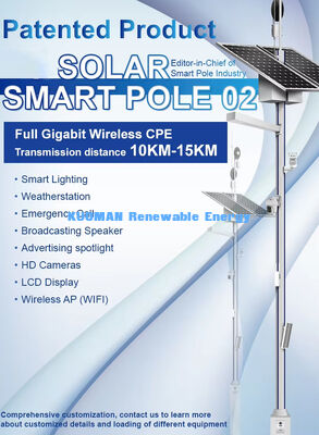 Walkway, highspeed road Smart Outdoor Solar Pole Smart Pole With LCD Display