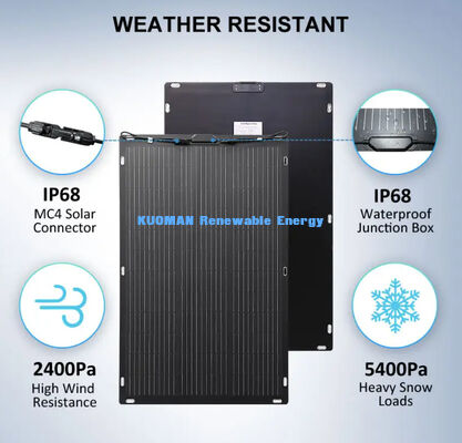 پنل خورشیدی انعطاف پذیر دو چهره ای منزل سفر RV 200W FFC و فیبر کربن