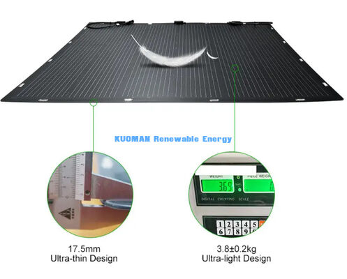 100W IP68 پنل خورشیدی ضد آب 360 ° انعطاف پذیر انعطاف پذیر برای سقف و قایق ها با گواهینامه FCC