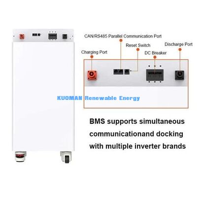 KM 48V 300Ah LiFePO4 خانه باتری ذخیره سازی دیوار نصب با 8000 چرخه و نظارت در زمان واقعی