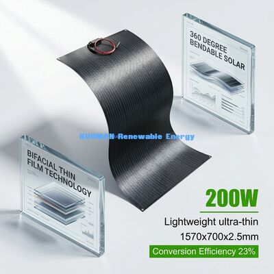 پنل خورشیدی انعطاف پذیر بادوام 200 وات ضد آب IP65 قابل خم شدن 360 درجه برای زندگی خارج از شبکه