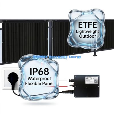 پنل خورشیدی انعطاف پذیر بادوام 200 وات ضد آب IP65 قابل خم شدن 360 درجه برای زندگی خارج از شبکه