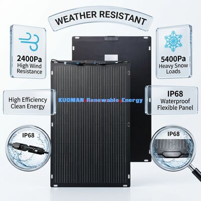 پنل خورشیدی انعطاف پذیر 200 وات IP67 با قابلیت خم شدن 360 درجه برای RV و سفرهای خانگی پنل خورشیدی دو طرفه