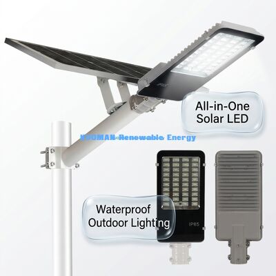چراغ خیابانی LED خورشیدی ضد آب IP65 100-500 وات قابل تنظیم با 2700-6000 هزار CCT برای روشنایی باغ و جاده