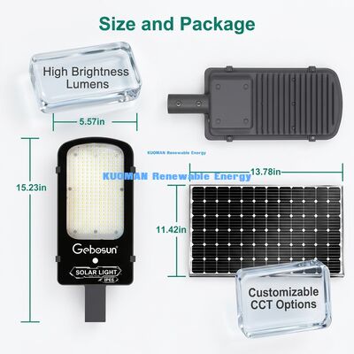 IP65 ضد آب 300W نور خیابان خورشیدی با حالت حسگر حرکت و پنل خورشیدی برای جاده های شهری