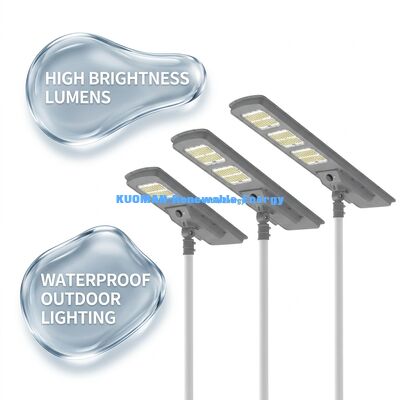 تمام در یک چراغ خورشیدی LED 220lm / W IP65 ضد آب با 2-3 روز بارانی پشتیبان برای روشنایی جاده و باغ