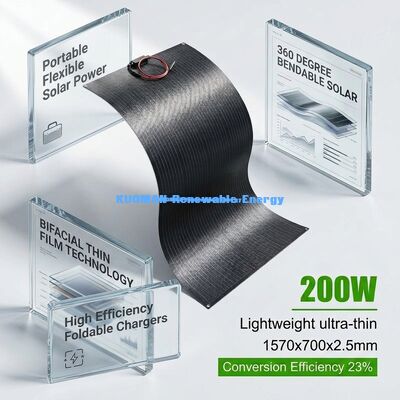 پنل خورشیدی انعطاف پذیر بادوام 200 وات ضد آب IP65 قابل خم شدن 360 درجه برای زندگی خارج از شبکه