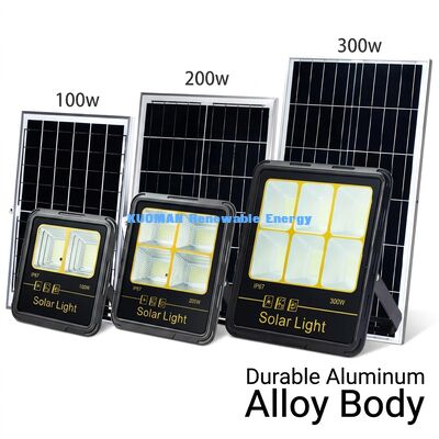 300W LED نور خورشیدی سیلاب IP65 ضد آب 15000LM روشنایی بالا با بدن آلومینیوم آلیاژ برای روشنایی در فضای باز