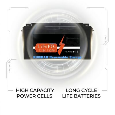 باتری KM 1920Wh 12V 150Ah باتری لیتیوم چرخه عمیق با 8000 چرخه برای ذخیره انرژی و RV / فورک لیفت / گلف کارت / قدرت قایق