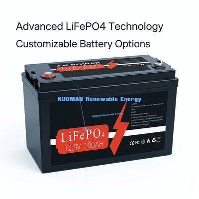 باتری لیتیوم 12V 100Ah 1280Wh چرخه عمیق با 8000 چرخه عمر برای ذخیره انرژی و قدرت گلف کارت