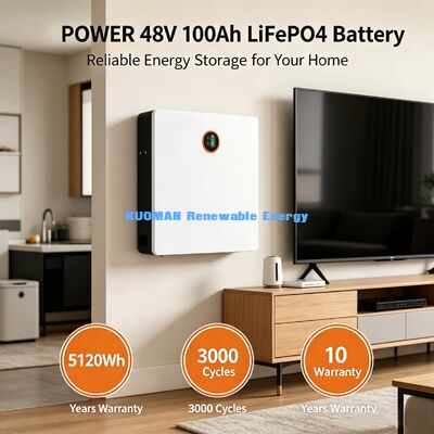 باتری فوق نازک 14 سانتی متری LiFePO4 باتری 5.12kWh درجه A CATL EVE سلول های 10 ساله گارانتی