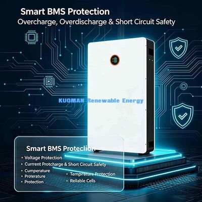 0℃~55℃ Charge -20℃~60℃ Discharge 10.24kWh LiFePO4 Wall Battery All Climate Solar Storage