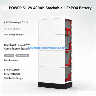 51.2 ولت باتری LiFePO4 قابل انباشت 10.24 کیلووات ساعت 30.72 کیلووات ساعت