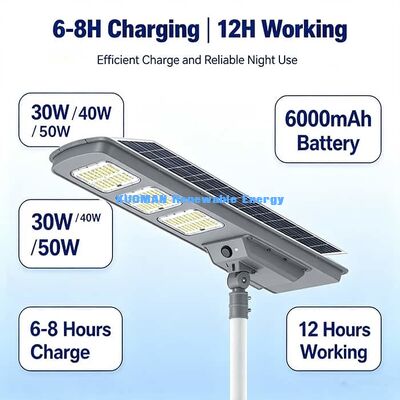 50W 220lm / W نور خیابانی خورشیدی با کارایی بالا IP65 لامپ خورشیدی یکپارچه ضد آب