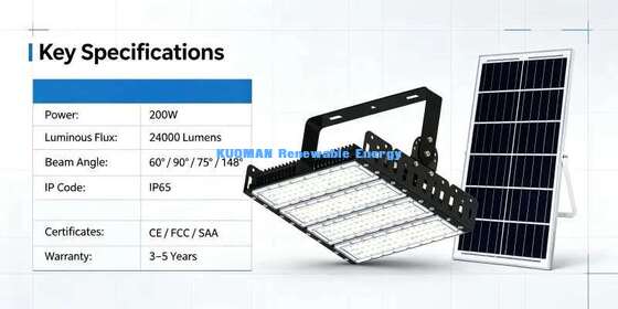 200W صرفه جویی در انرژی نور خورشیدی LED سیلاب 120lm / W روشنایی بالا پارک استادیوم چراغ خورشیدی سیلاب