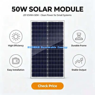 ماژول خورشیدی تک کریستالی با بازده بالا 50 وات 0~+4.99 وات تحمل توان مثبت