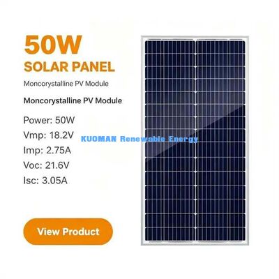صفحه خورشیدی با کیفیت بالا 182mm 28-Cell 50W DIY Home Balcony Off-Grid Solar Kit