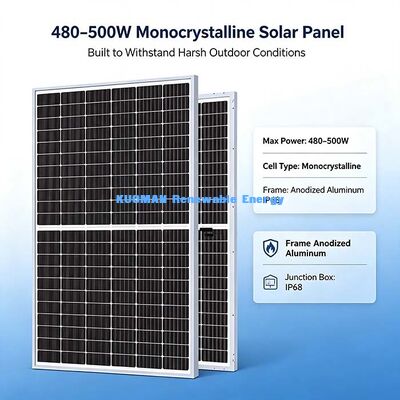 پنل خورشیدی با پوشش AR ضخیم شده شیشه گرم 480-500W برای فضای باز