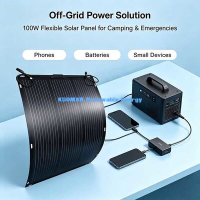پانل شارژر خورشیدی انعطاف پذیر 105W، پنروک IP68 Junction‐Box پانل خورشیدی برای شارژ باتری 12V