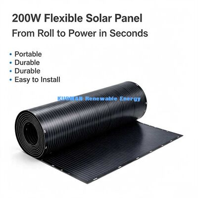 پنل خورشیدی انعطاف‌پذیر 200 وات قابل خم شدن، انرژی خورشیدی با خروجی بالا برای خارج از شبکه برای سقف RV، بدنه قایق و دیوارهای منحنی