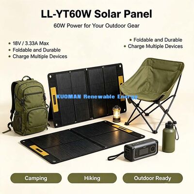 پانل خورشیدی تاشو 60W با کارایی بالا، شارژر خورشیدی سبک برای کمپینگ های RV Van Life