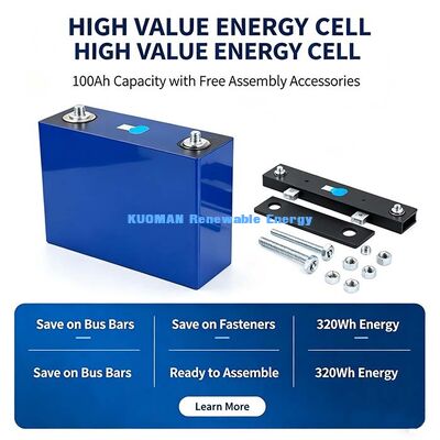 سلول باتری LiFePO4 پرزماتیک 3.2V 100Ah، چرخه عمر طولانی سلول لیتیوم آهن فسفات برای خودروهای الکتریکی کم سرعت