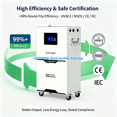 باتری ذخیره انرژی موبایل 5.12 کیلووات ساعت LiFePO4، نمایشگر LCD، حفاظت BMS